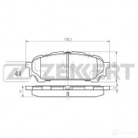 Тормозные колодки дисковые, комплект ZEKKERT 5KTU N Subaru Impreza (GD) 2 Седан 2.0 i R AWD (GD9) 160 л.с. 2005 – 2007 BS-1223