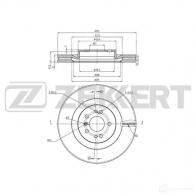 Тормозной диск ZEKKERT Mercedes M-Class (W164) 2 Кроссовер 4.0 ML 420 CDI 4 matic (1628) 306 л.с. 2006 – 2009 BS-5776 I48U B