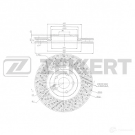 Тормозной диск ZEKKERT Mercedes GLA (X156) 1 Кроссовер 2.0 AMG GLA 45 4 matic (1552) 381 л.с. 2015 – наст. время K 9ADO BS-6479
