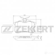 Тормозные колодки дисковые, комплект ZEKKERT Renault Megane (BZ) 3 Хэтчбек 1.6 16V Bifuel (BZ03) 110 л.с. 2008 – наст. время F 1SWS BS-1127