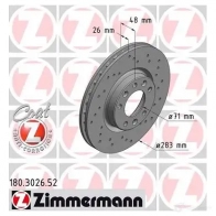 Тормозной диск ZIMMERMANN Citroen C4 Picasso 2 (H, EMP2) Минивэн 1.6 BlueHDi 120 120 л.с. 2014 – 2024 5E 41K9 180302652