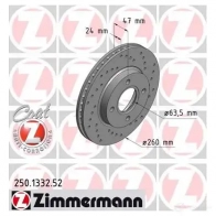 Тормозной диск ZIMMERMANN DA LK1 250133252 905779