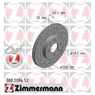 Тормозной диск ZIMMERMANN 906207 300209452 R GFH2WI