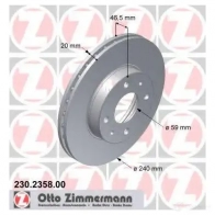 Тормозной диск ZIMMERMANN Fiat Palio (178) 1 Универсал 1.2 70 л.с. 2004 – наст. время 230235800 8GCM6 4