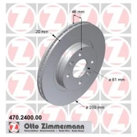 Тормозной диск ZIMMERMANN 907070 2 W336 470240000