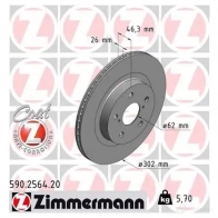 Тормозной диск ZIMMERMANN ICQPV V 907254 590256420