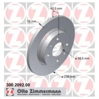 Тормозной диск ZIMMERMANN 300209200 V4HA Z 906204