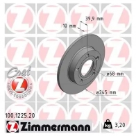 Тормозной диск ZIMMERMANN 1211165899 100122520 H 3LUX