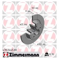 Тормозной диск ZIMMERMANN 907123 470244500 K 5MD6KX