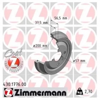 Тормозной барабан ZIMMERMANN 906724 ZB 3TFG 430177600