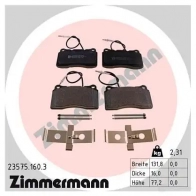 Тормозные колодки, комплект ZIMMERMANN Citroen C8 23576 2357 5 235751603