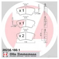 Тормозные колодки, комплект ZIMMERMANN 20238 Renault Espace (JS63) 2 Минивэн 2023 6 202361801