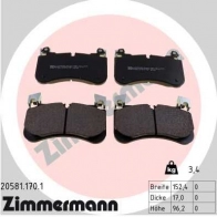 Тормозные колодки комплект ZIMMERMANN 3F0I V Land Rover Range Rover Sport 2 (L494) Внедорожник 3.0 D250 MHEV 4x4 249 л.с. 2020 – 2024 205811701