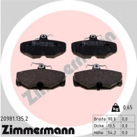 Тормозные колодки комплект ZIMMERMANN 209811352 9VCW21T 209 81 904799