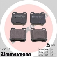 Тормозные колодки дисковые, комплект ZIMMERMANN 2105 0 21050.175.1 Opel Omega (B) 2 Седан 2.0 (F69. M69. P69) 116 л.с. 1994 – 1999 VU7PM84
