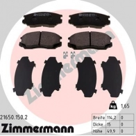 Тормозные колодки дисковые, комплект ZIMMERMANN 2 1650 Mitsubishi Lancer 8 (CK5) Седан 1.8 16V 205 л.с. 1995 – 2003 5DK2D 21650.150.2