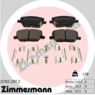 Тормозные колодки комплект ZIMMERMANN 221652002 Jeep Compass (MP, 552) 2 2016 – 2020 TYLT NR