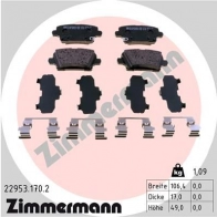 Тормозные колодки комплект ZIMMERMANN 229531702 Q 1URQ9 Opel Insignia (B) 2 Хэтчбек 1.5 68 165 л.с. 2017 – 2024