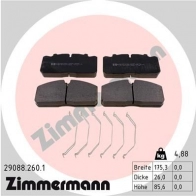 Тормозные колодки комплект ZIMMERMANN 906174 8T2MOJ 2908 8 290882601