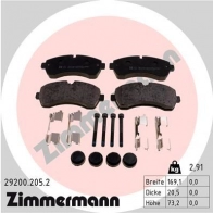 Тормозные колодки комплект ZIMMERMANN 2 9200 WTJDV3J 906193 292002052
