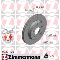 Тормозной диск ZIMMERMANN G FCF6K Audi A8 (D2) 1 Седан 4.2 Quattro 245 л.с. 1994 – 1996 100.1211.20