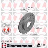 Тормозной диск ZIMMERMANN Audi 80 (B3) 3 Седан 1.8 S quattro 88 л.с. 1986 – 1990 N 9XW2 100122352