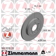 Тормозной диск ZIMMERMANN AFXE J 100.3310.20 903972