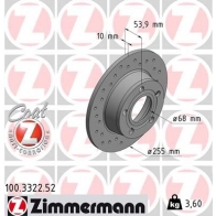 Тормозной диск ZIMMERMANN 100332252 V73 0L3S 1211166365