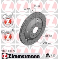 Тормозной диск ZIMMERMANN Audi A4 (B5) 1 Универсал 2.7 Rs4 Quattro 380 л.с. 2000 – 2001 7KU CT04 100335070
