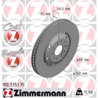 Тормозной диск ZIMMERMANN P NUB2DQ Audi A4 (B5) 1 Универсал 2.7 Rs4 Quattro 380 л.с. 2000 – 2001 100335175