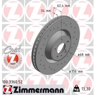 Тормозной диск ZIMMERMANN 100336052 1437878221 4G QD9R