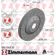 Тормозной диск ZIMMERMANN Audi A6 (C6) 3 Универсал 5.0 Rs6 Quattro 580 л.с. 2008 – 2010 100.3369.70 1 V1SQ