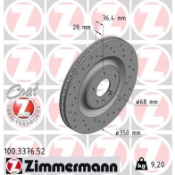 Тормозной диск ZIMMERMANN 100.3376.52 03BH F 904049