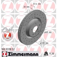 Тормозной диск ZIMMERMANN 100337852 Audi A4 (B9) 5 Седан 2.0 Tfsi Quattro 252 л.с. 2015 – 2024 SHTB K