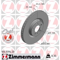 Тормозной диск ZIMMERMANN 1437876842 2X V4CO 100.3394.20