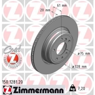Тормозной диск ZIMMERMANN 904319 150128120 AGRANK A