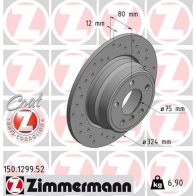 Тормозной диск ZIMMERMANN QTYH 2 904356 150129952