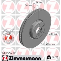 Тормозной диск ZIMMERMANN 150291432 FMO MLJ 1211169905