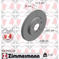 Тормозной диск ZIMMERMANN 150292420 Bmw I3 (I01) 1 Хэтчбек Electric 102 л.с. 2013 – 2024 D4K W1B