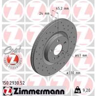 Тормозной диск ZIMMERMANN 150293052 P7NIM N 904404