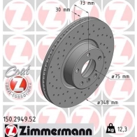 Тормозной диск ZIMMERMANN 150294952 1211170055 A1W 5O