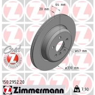 Тормозной диск ZIMMERMANN 150295220 1211170065 RHN O33W