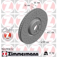 Тормозной диск ZIMMERMANN 150295852 Z99F Y0 Bmw 5 (G30) 7 Седан 4.4 M 550 i xDrive 462 л.с. 2017 – наст. время