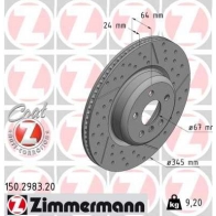 Тормозной диск ZIMMERMANN 7K A4E8O 150298320 1440004127