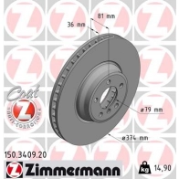 Тормозной диск ZIMMERMANN 2 3MXSD Bmw 7 (E65, E66, E67) 4 Седан 4.4 745 d 329 л.с. 2005 – 2008 150340920