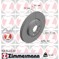 Тормозной диск ZIMMERMANN Mini Cooper (R52) 1 Кабриолет 1.6 Cooper S 163 л.с. 2004 – 2007 O09C G 150.3445.20