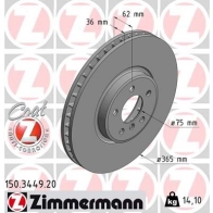 Тормозной диск ZIMMERMANN 150344920 U K5EU 904504