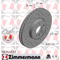 Тормозной диск ZIMMERMANN 6 V3S4 150344952 904505