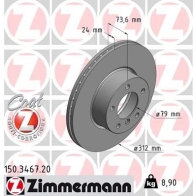 Тормозной диск ZIMMERMANN 904531 89DO L 150.3467.20