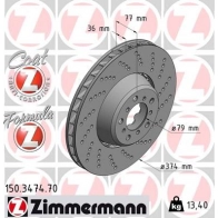 Тормозной диск ZIMMERMANN Bmw 6 (E64) 2 Кабриолет 5.0 M 507 л.с. 2006 – 2010 9DE 4I 150347470